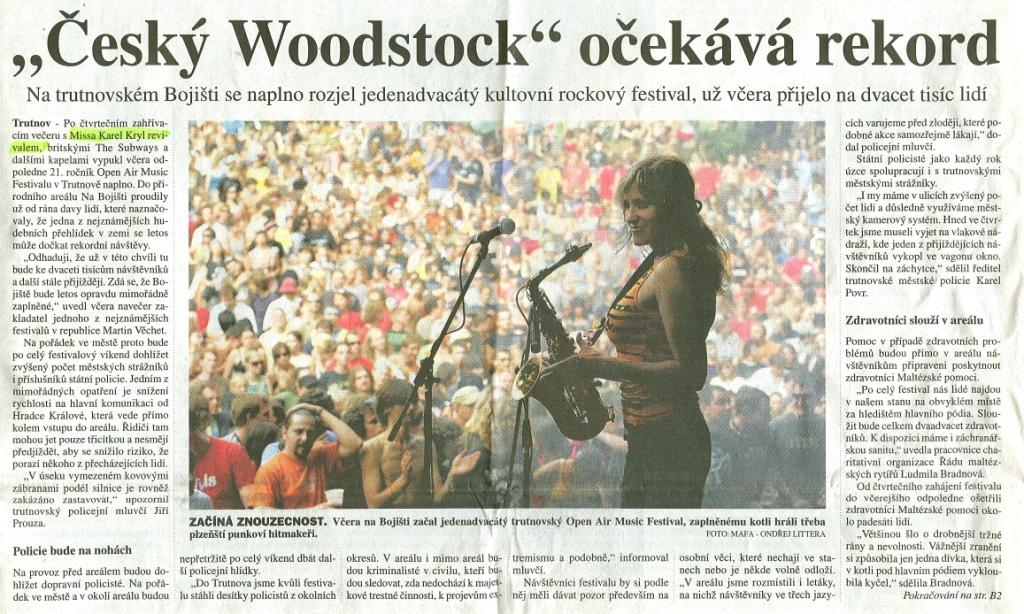 Recenze koncertu v Trutnově 2008