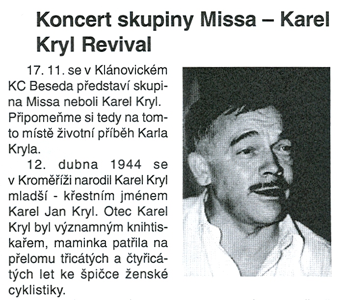 Pozvánka na koncert v Klánovicích 2007